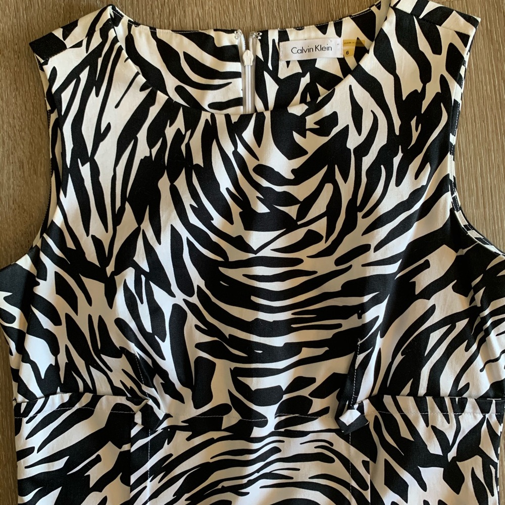Calvin Klein 6 Zebra Print Sheath Dress